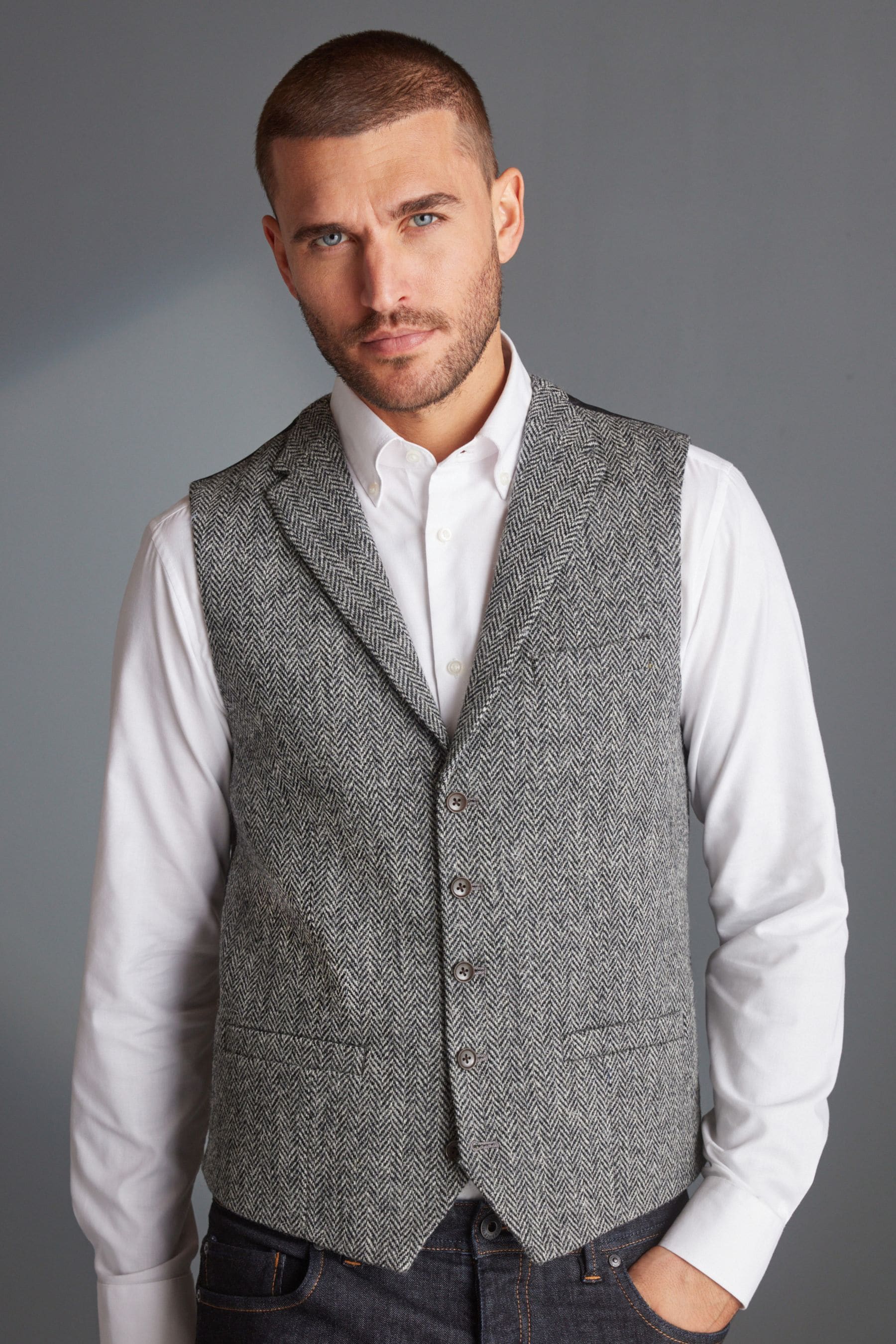 Tweed grey waistcoat online