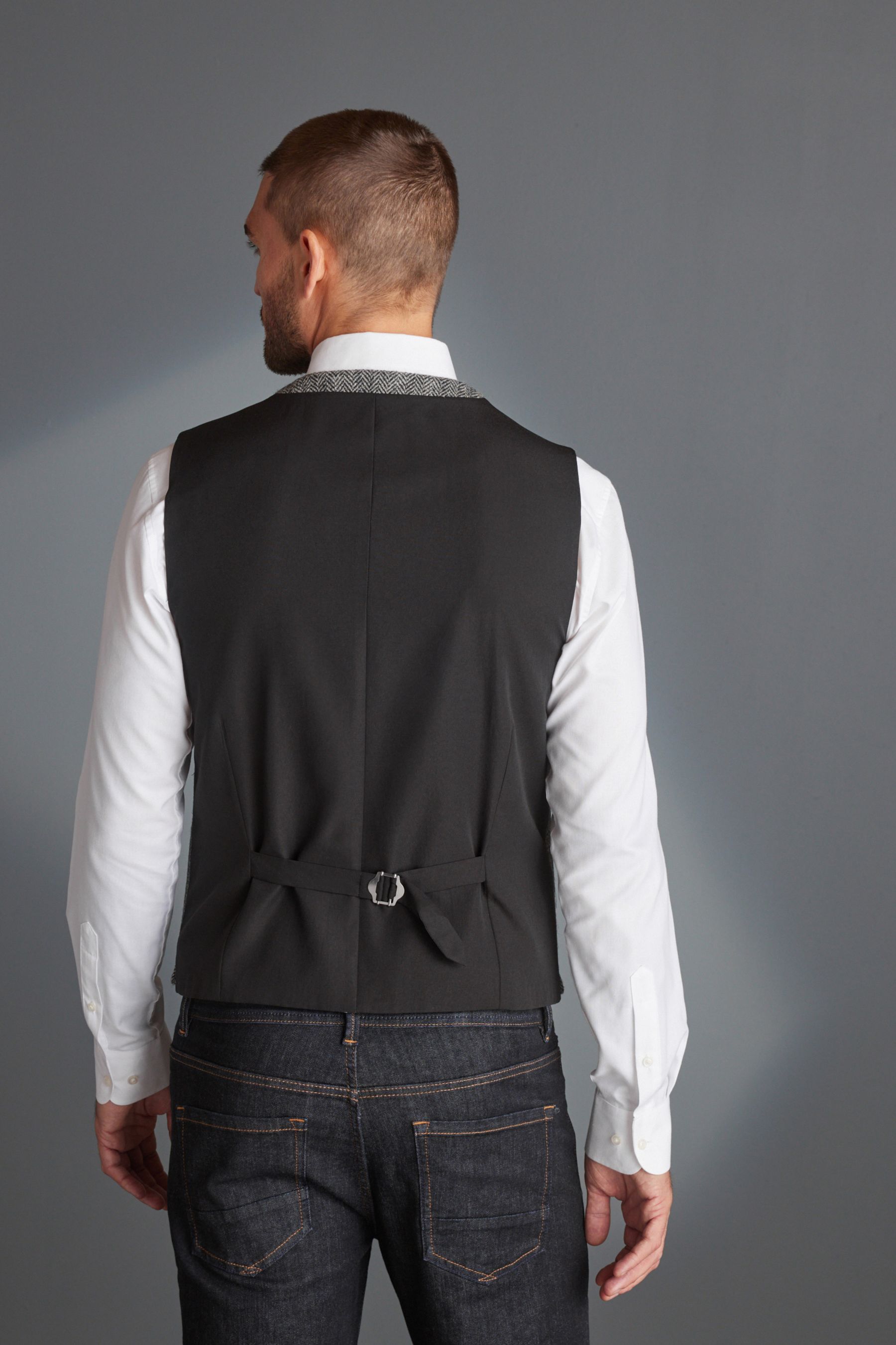 Buy Grey Signature Harris Tweed Waistcoat from Next Luxembourg