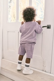 Lilac Purple Oversized 100% Cotton Sweatshirt and Shorts Set (3mths-7yrs) - Image 3 of 6