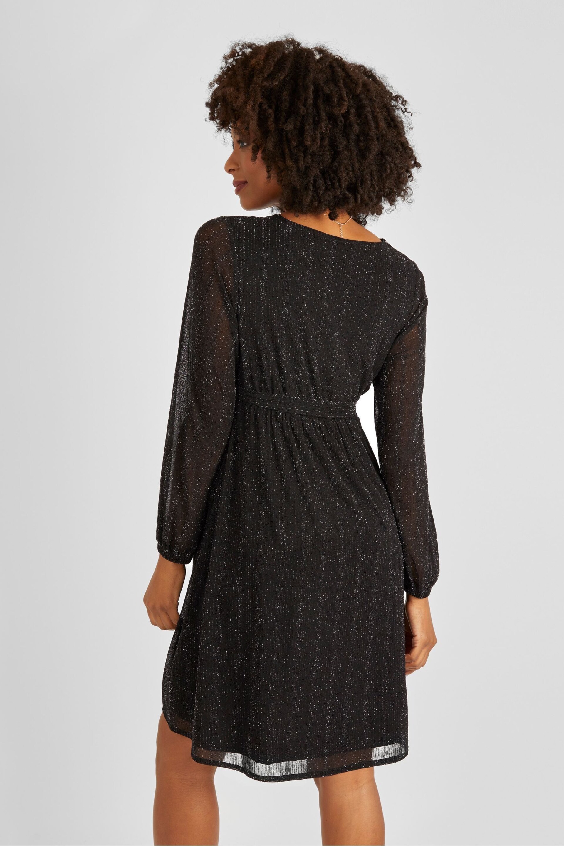 JoJo Maman Bébé Black Sparkle Mini Maternity Dress - Image 2 of 5