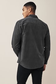 Charcoal Grey Cord Twin Pocket Western Long Sleeve Shirt - Image 3 of 7