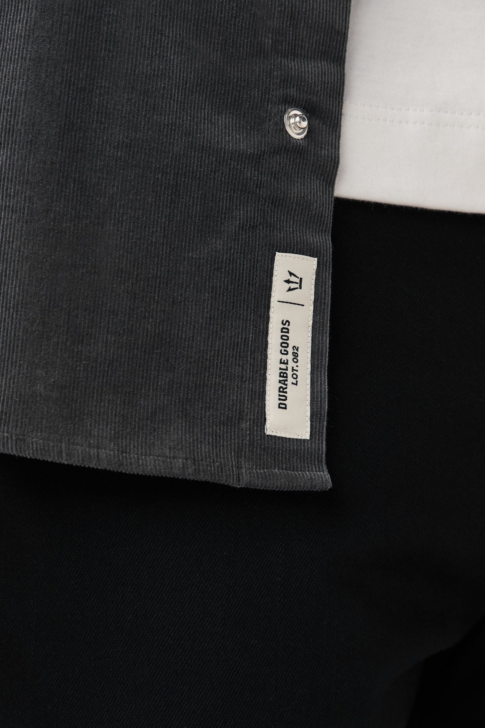 Charcoal Grey Cord Twin Pocket Western Long Sleeve Shirt - Image 4 of 7