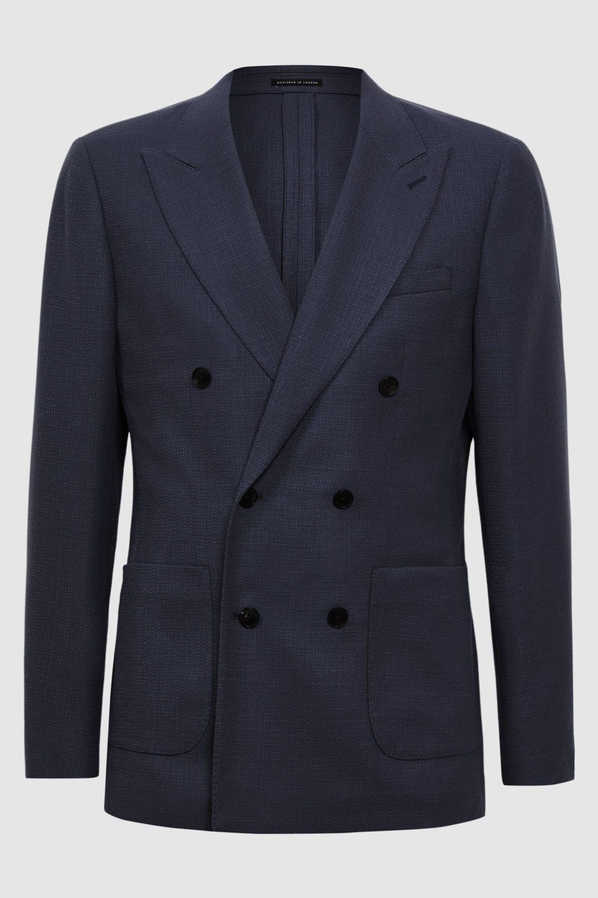 Reiss Airforce Blue Admire Double Breasted Weave Blazer - Image 2 of 6