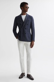 Reiss Airforce Blue Admire Double Breasted Weave Blazer - Image 3 of 6