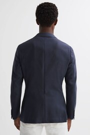 Reiss Airforce Blue Admire Double Breasted Weave Blazer - Image 4 of 6