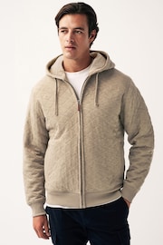 Neutral Quilted Sweatshirt Hoodie - Image 2 of 5