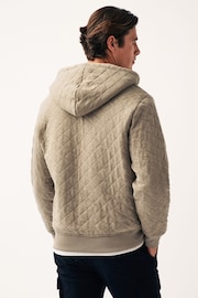 Neutral Quilted Sweatshirt Hoodie - Image 3 of 5