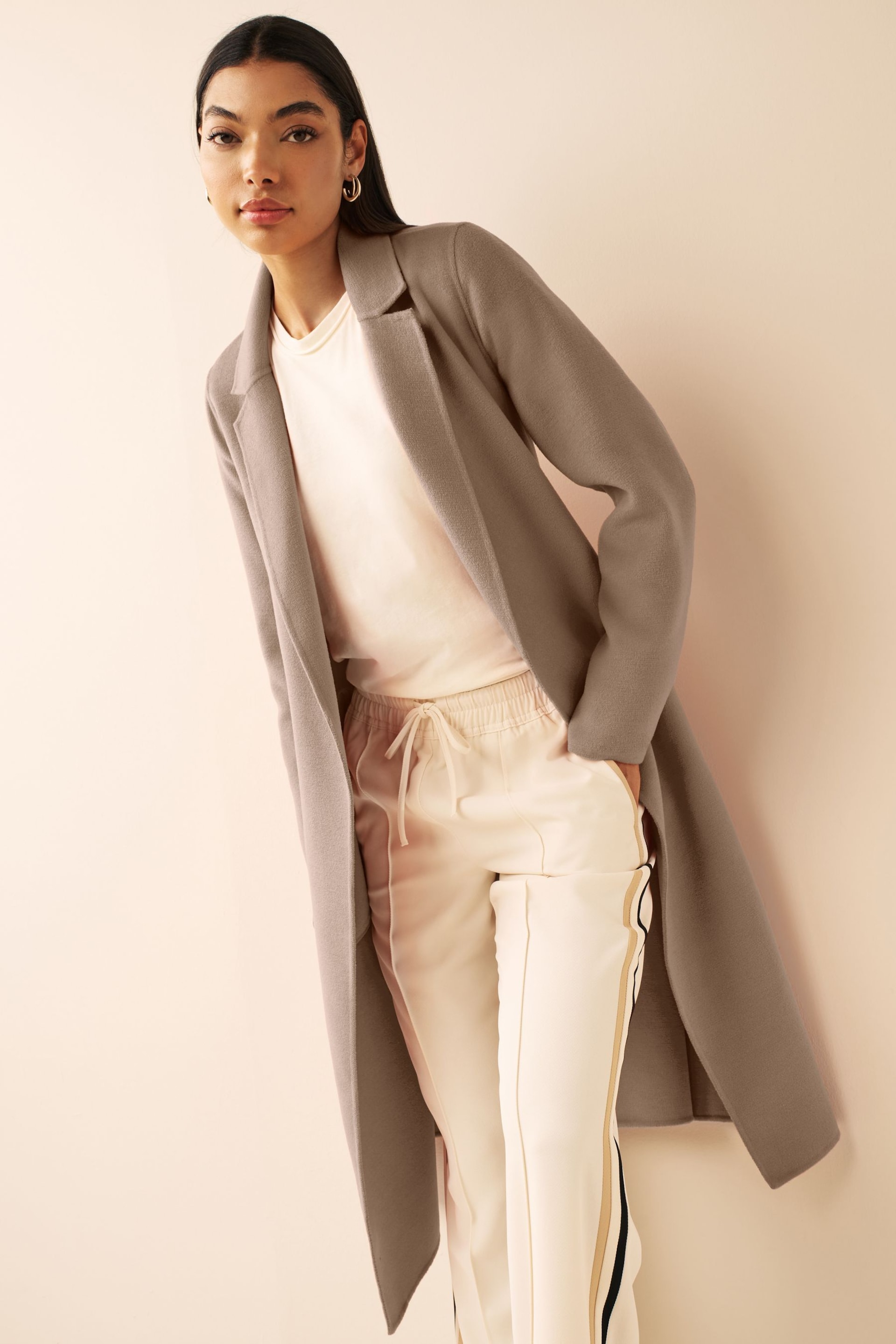 Emme by Marella Neutral Antonia Jersey Trench Coat - Image 1 of 6