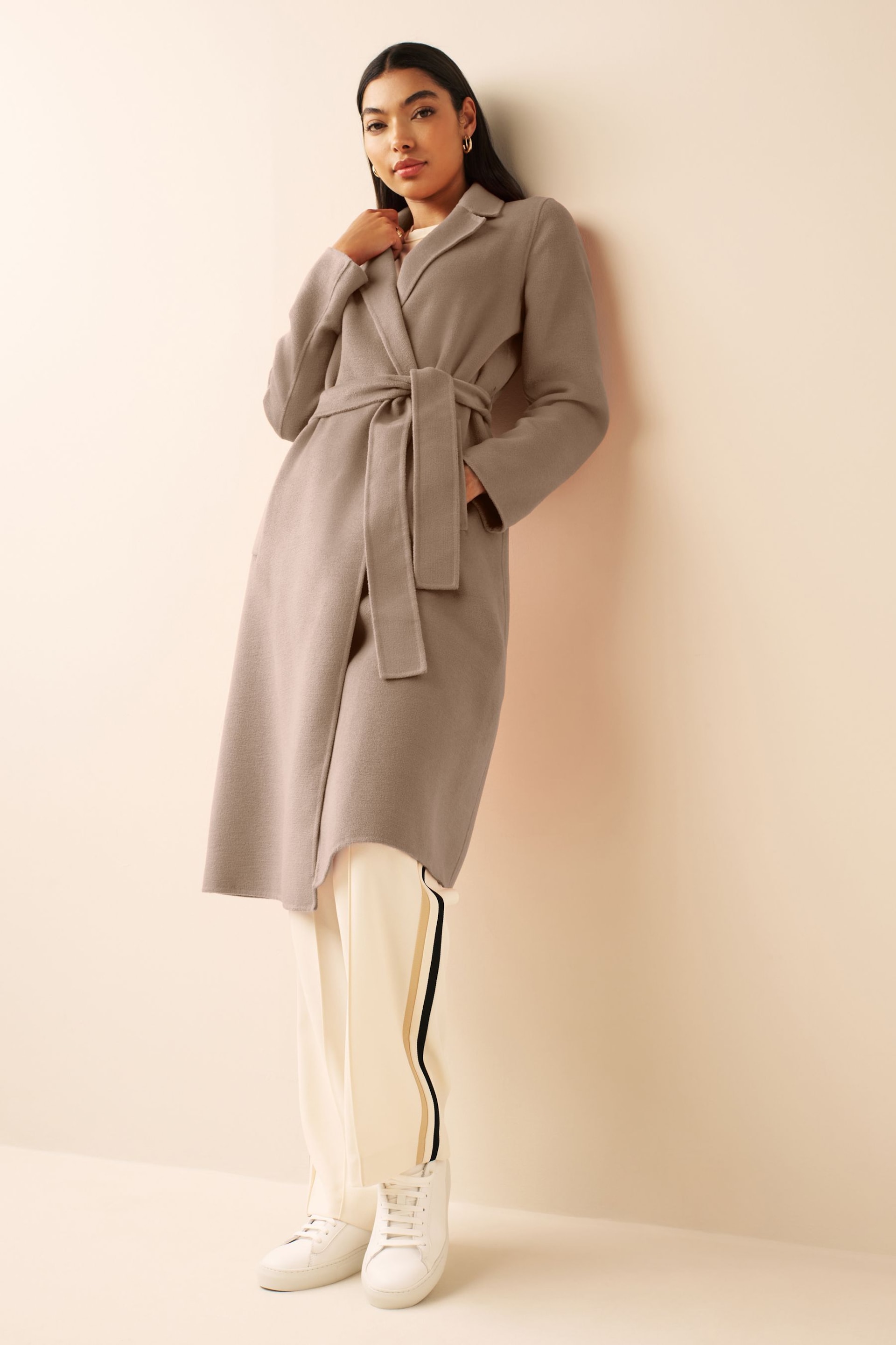 Emme by Marella Neutral Antonia Jersey Trench Coat - Image 4 of 6