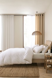 White Collection Luxe 200 Thread Count 100% Egyptian Cotton Percale Duvet Cover And Pillowcase Set - Image 2 of 5