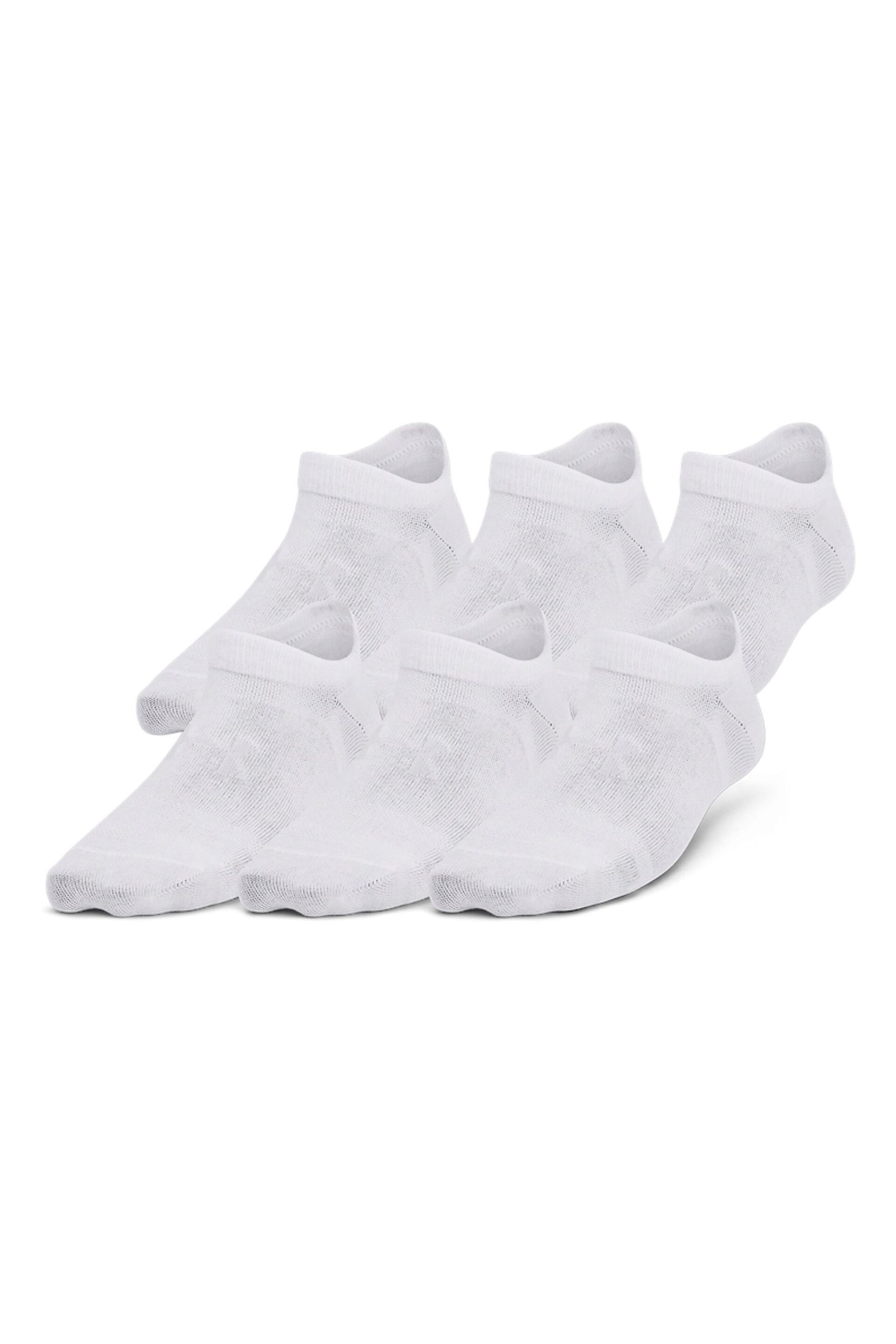 Under Armour Youth Essential No Show White Socks 6 Pack - Image 1 of 4