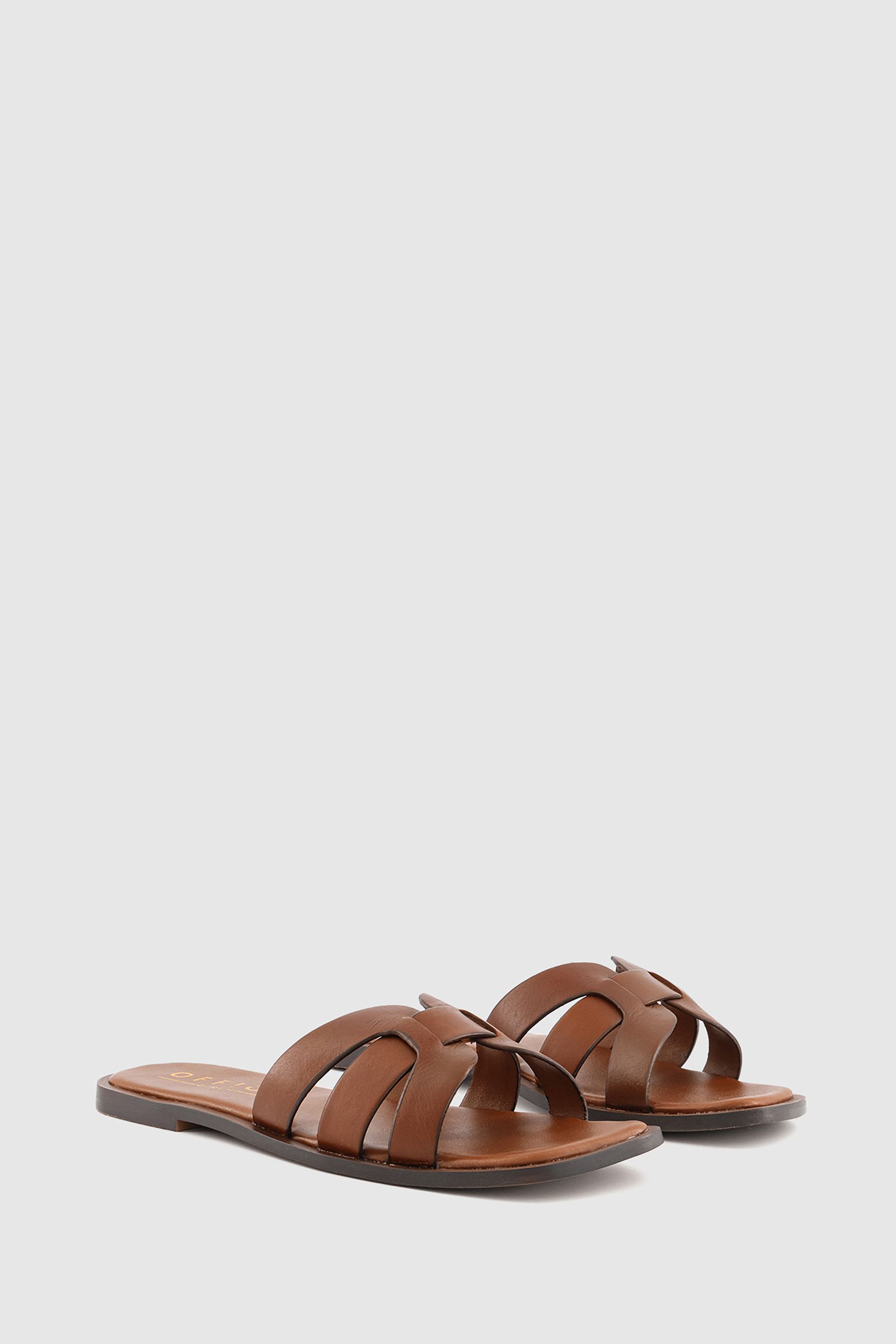 Office tan flat sandals hot sale