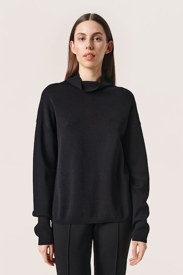 Soaked in Luxury Adrianna Roll Neck Pullover Black Jumper