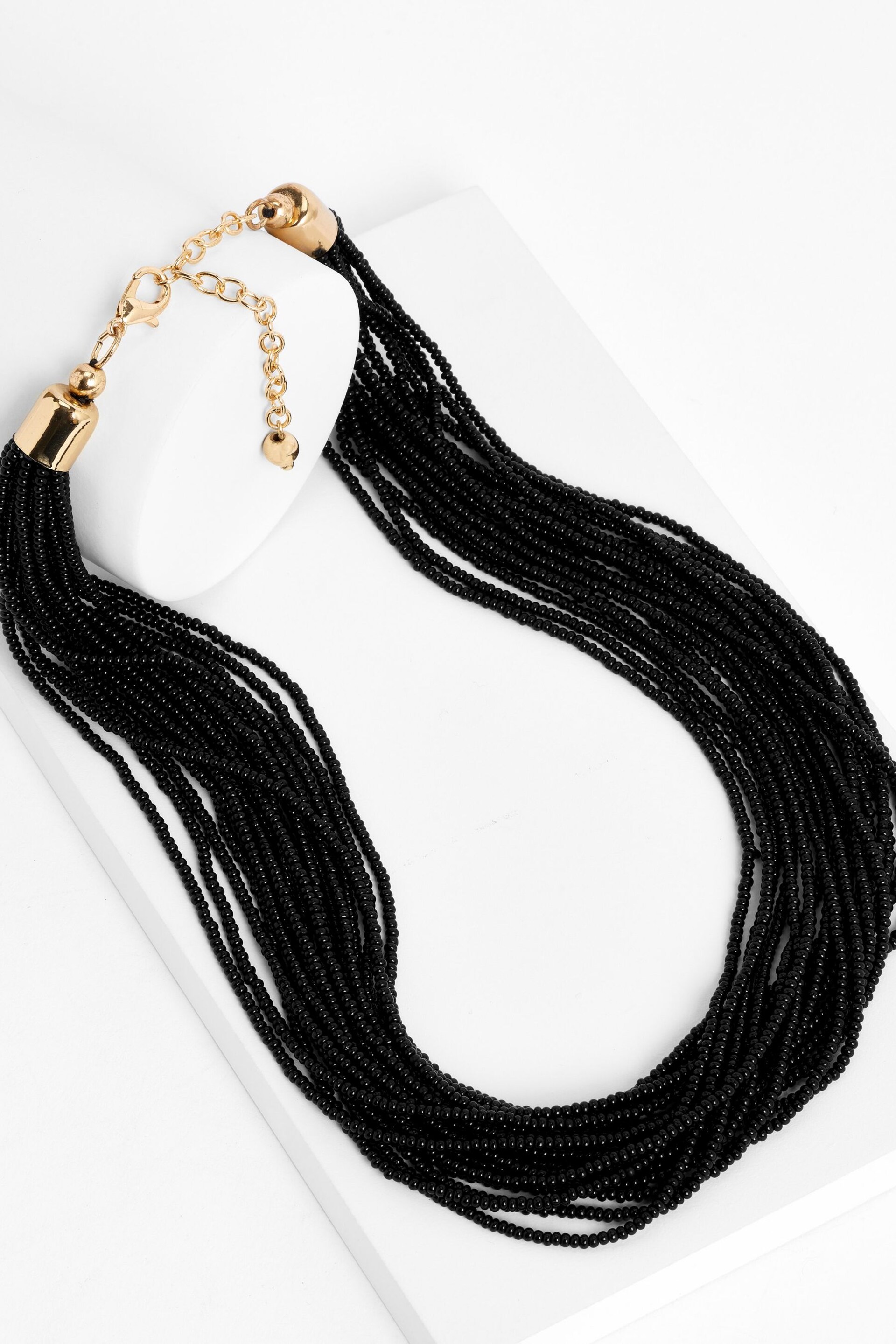 Black Multi Layer Beaded Necklace - Image 1 of 4