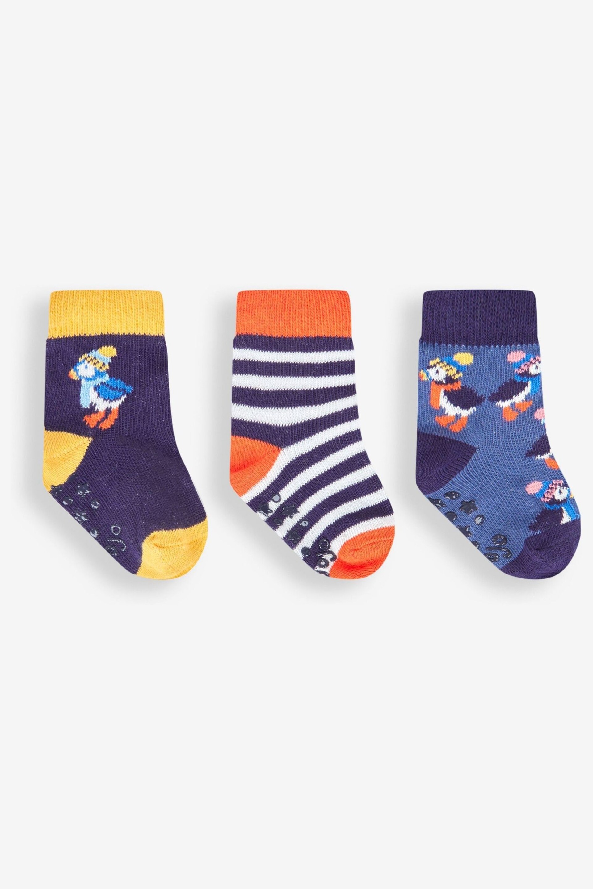 JoJo Maman Bébé Navy 3-Pack Puffins Socks - Image 1 of 1