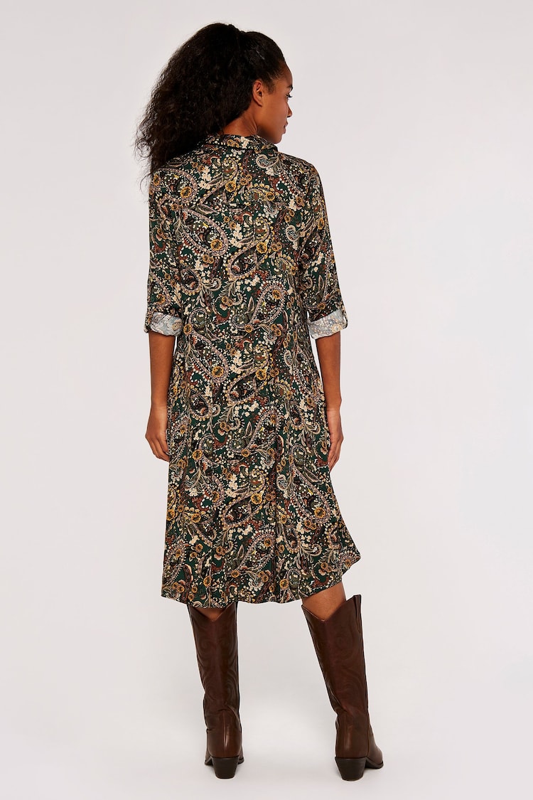 Apricot Green Multi Paisley High Low Shirt Dress - Image 2 of 4