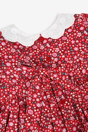 JoJo Maman Bébé Red Girls' Winter Blossom Smocked Party Dress - Image 5 of 6