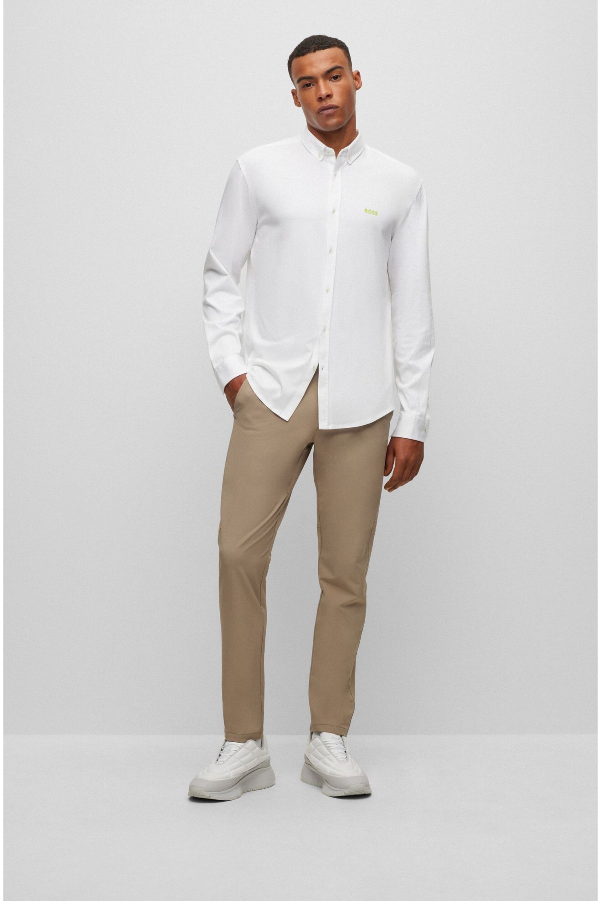 BOSS White Biado Long Sleeve Jersey Shirt - Image 3 of 6