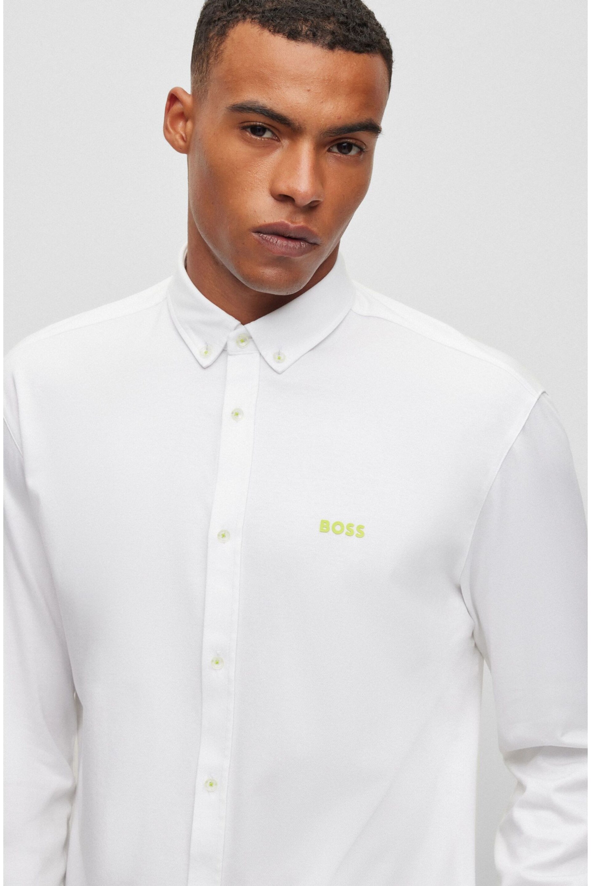 BOSS White Biado Long Sleeve Jersey Shirt - Image 5 of 6