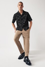 Fred Perry Geometric Print Revere Collar Resort Short Sleeve Shirt - Image 2 of 7