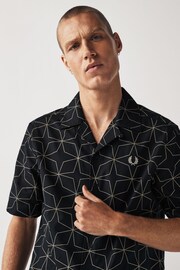 Fred Perry Geometric Print Revere Collar Resort Short Sleeve Shirt - Image 4 of 7