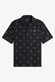 Fred Perry Geometric Print Revere Collar Resort Short Sleeve Shirt - Image 6 of 7