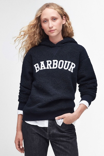 Barbour® Navy Blue Varsity Northumberland Fleece Hoodie