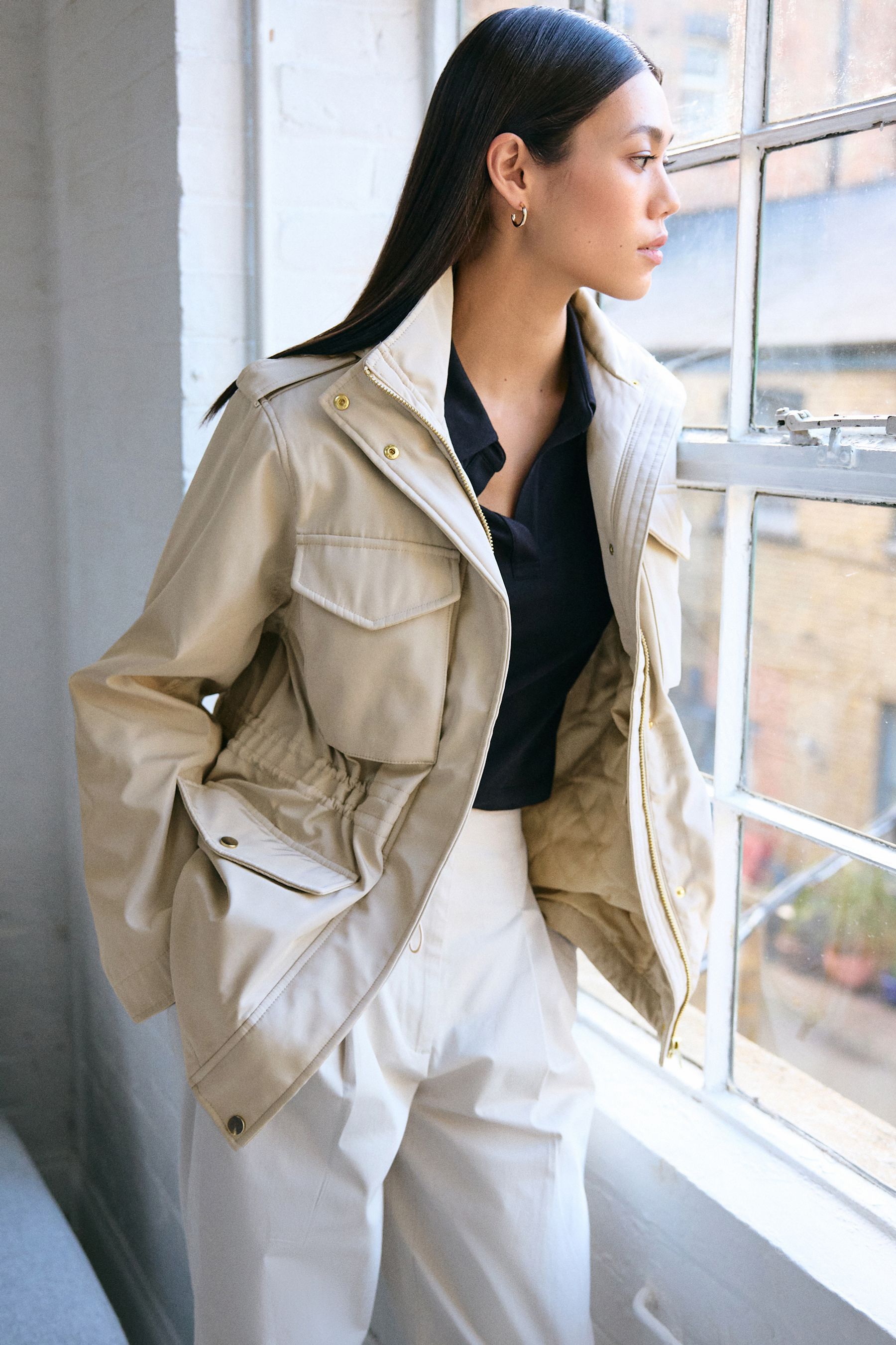 Buy Stone Natural Shower Resistant Utility Jacket from Next Luxembourg