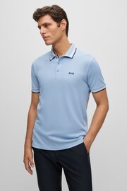 BOSS Sky Blue/Black Tipping Paddy Polo Shirt - Image 1 of 5