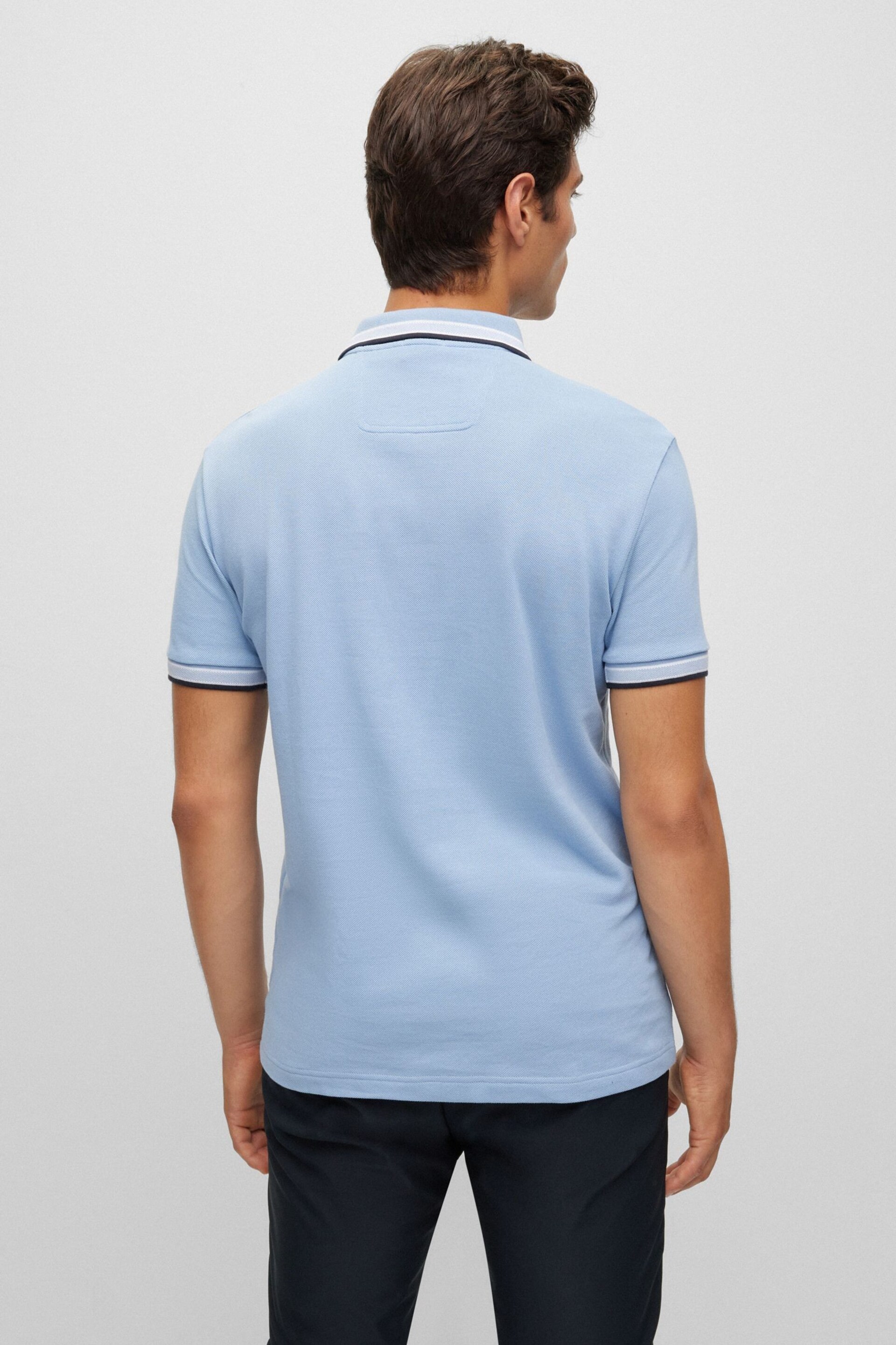 BOSS Sky Blue/Black Tipping Paddy Polo Shirt - Image 2 of 5
