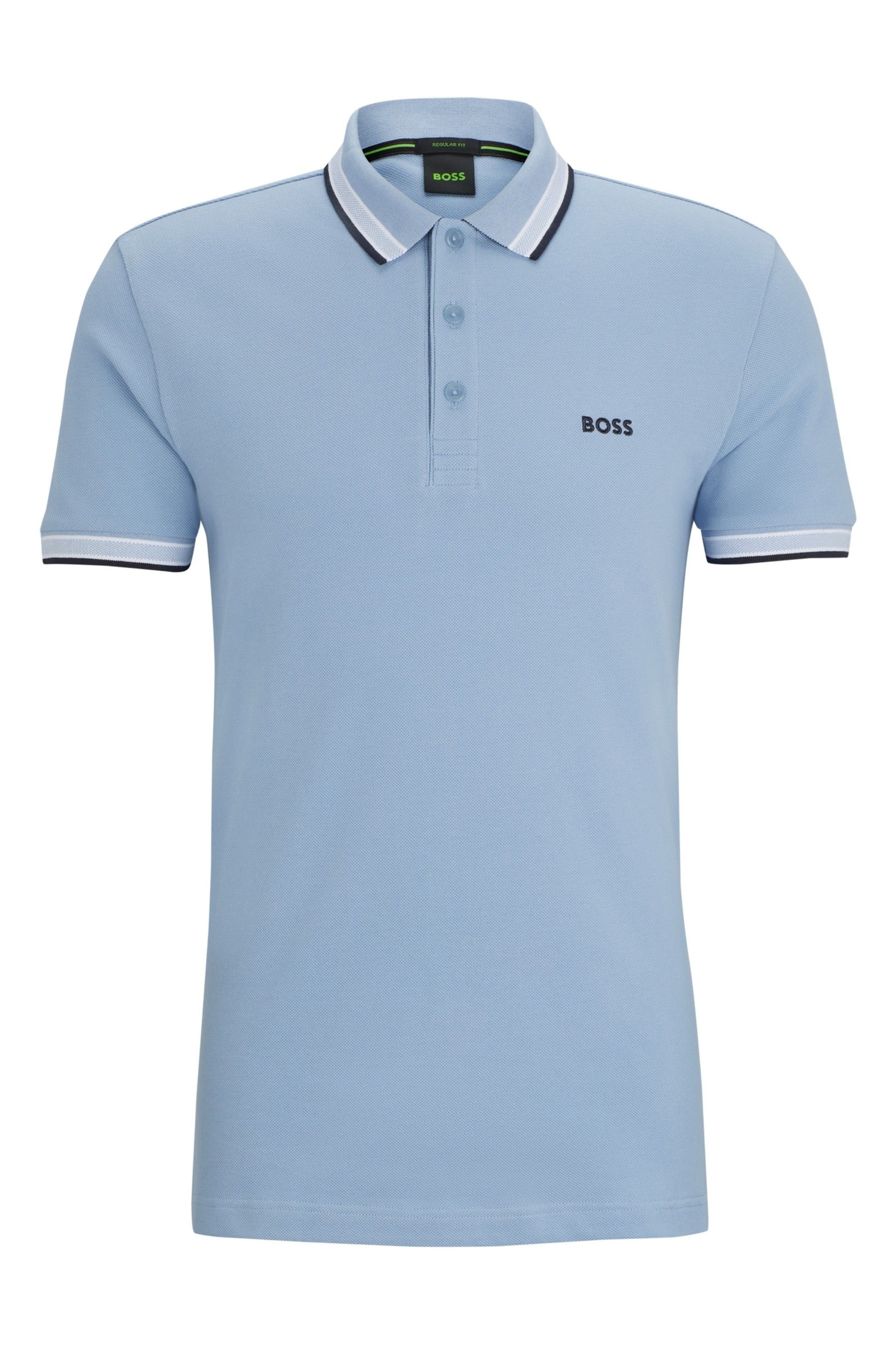 BOSS Sky Blue/Black Tipping Paddy Polo Shirt - Image 5 of 5