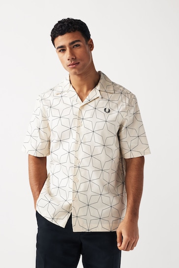Fred Perry Geometric Print Revere Collar Resort Short Sleeve Shirt