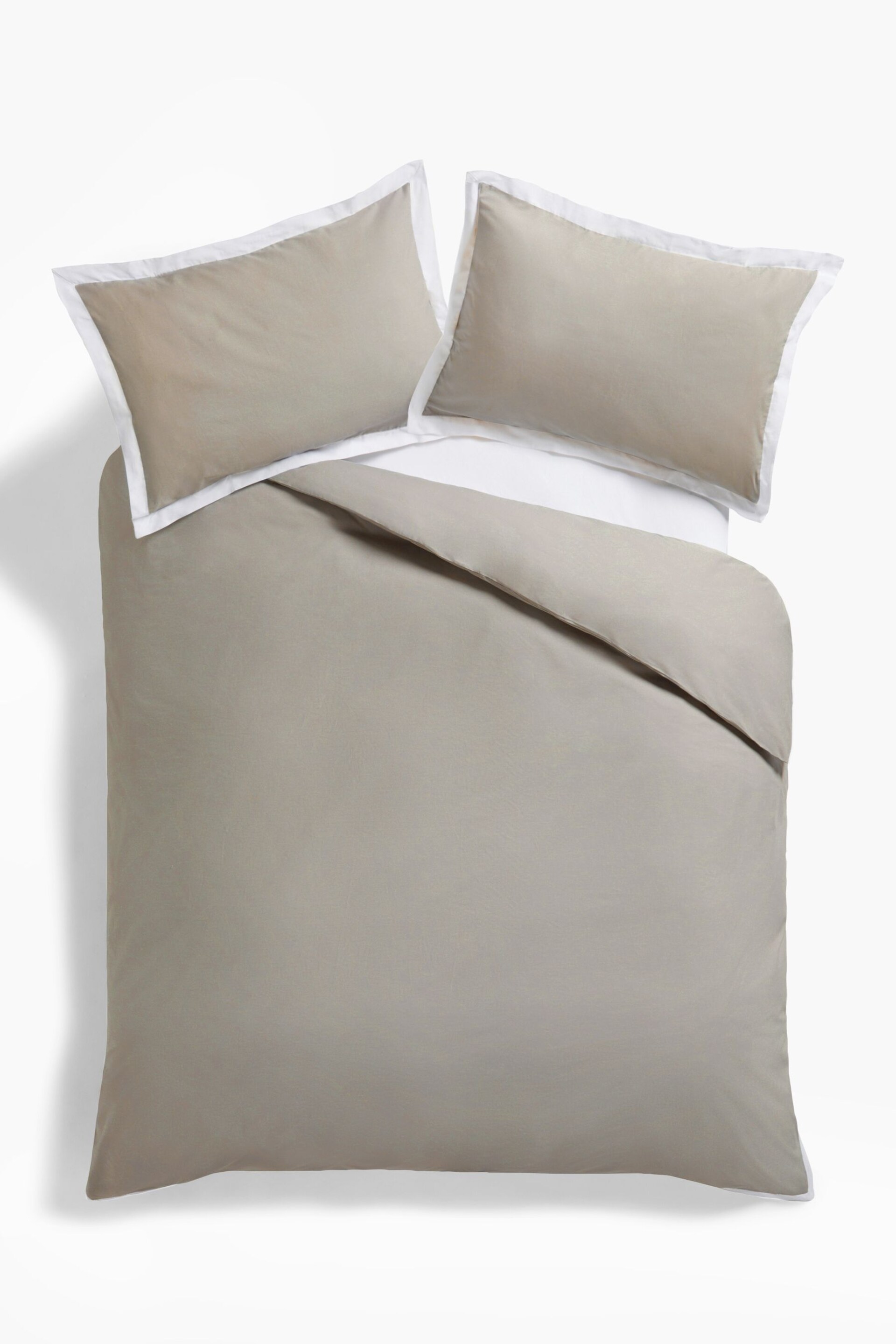 Grey Silver/White Cotton Rich Oxford Duvet Cover and Pillowcase Set - Image 4 of 5