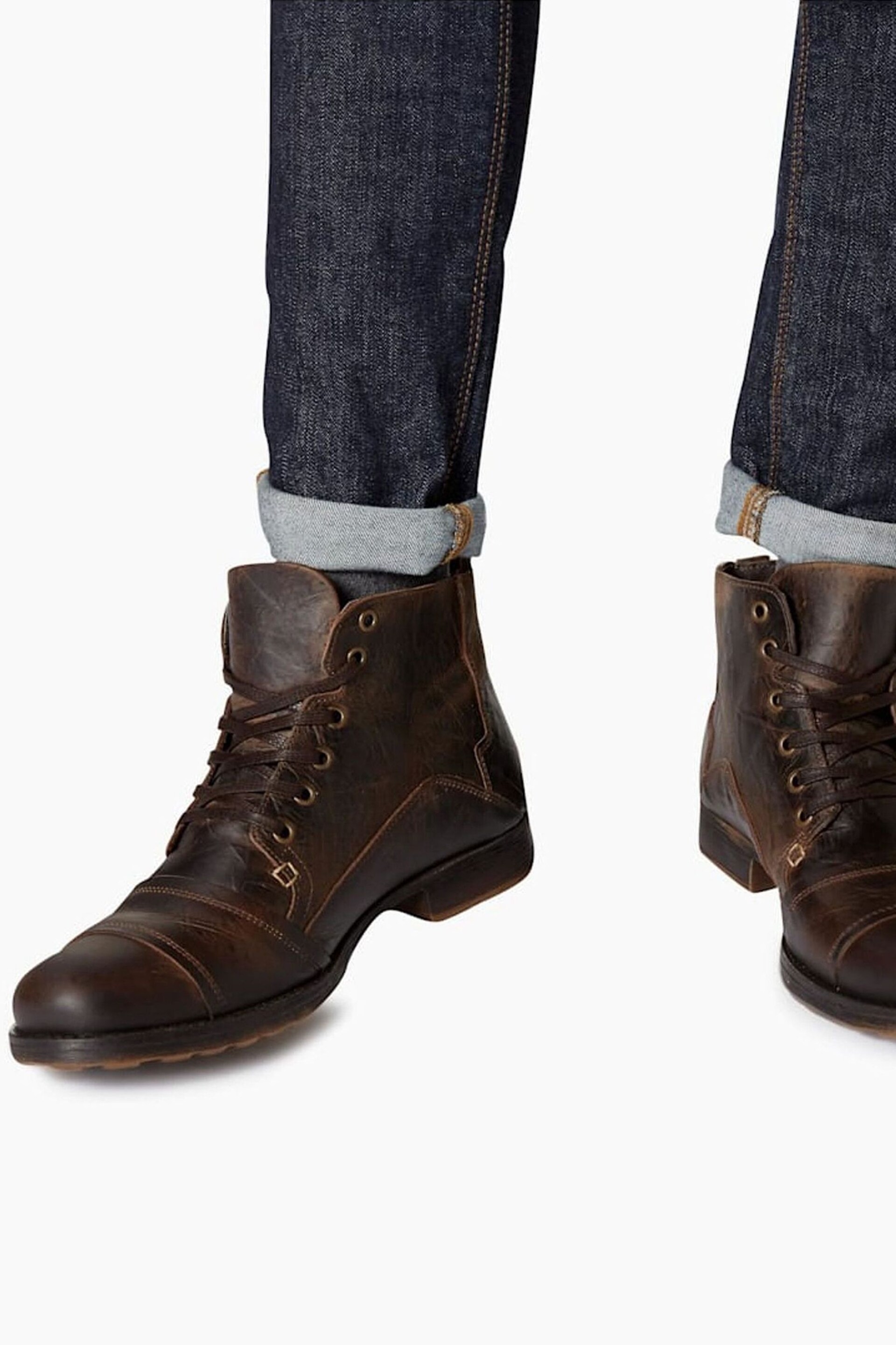 Dune London Brown Heavy Duty Leather Simon Ankle Boots - Image 3 of 6