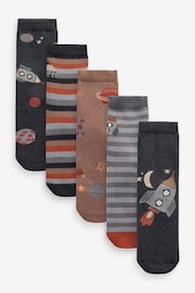 Multi Space Print Cosy Terry Cotton Rich Socks 5 Pack - Image 1 of 7