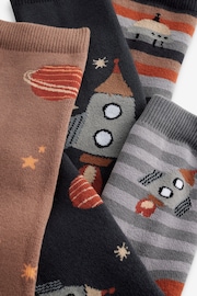 Multi Space Print Cosy Terry Cotton Rich Socks 5 Pack - Image 7 of 7