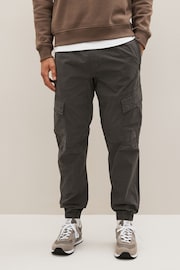 Charcoal Grey Slim Tapered Stretch Utility Cargo Trousers - Image 1 of 12