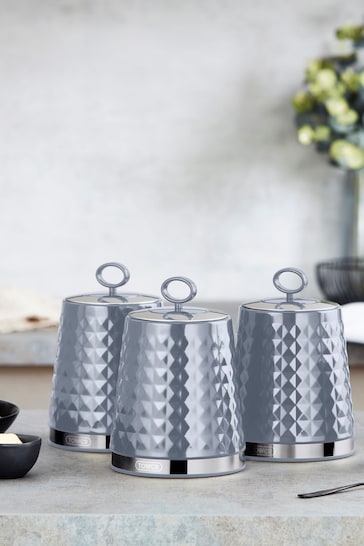 Tower Grey Solitaire Set of 3 Canisters