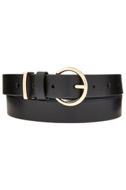 Accessorize Black Round Buckle Leather Jeans Belt - Image 1 of 2