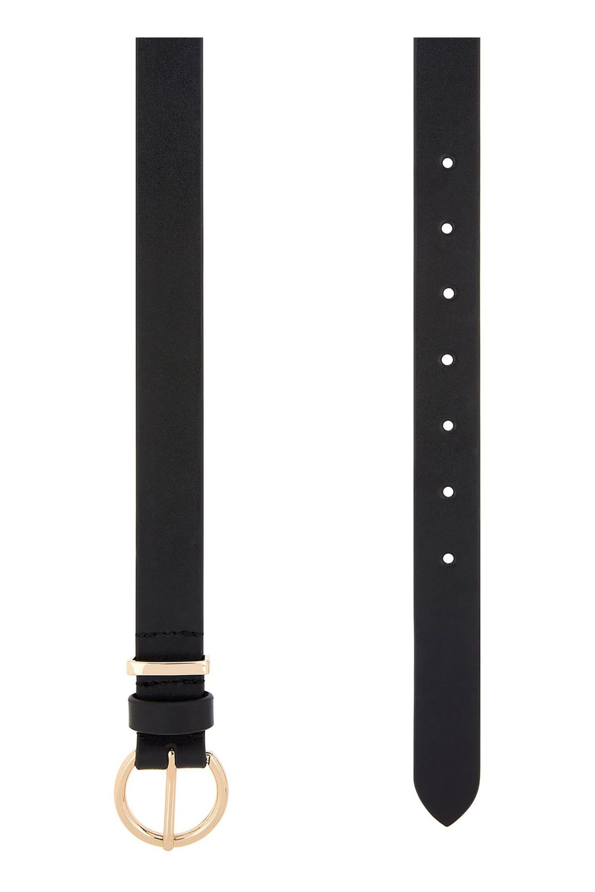 Accessorize Black Round Buckle Leather Jeans Belt - Image 2 of 2