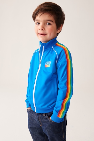 Little Bird by Jools Oliver Blue Rainbow Stripe Blue Track Jacket