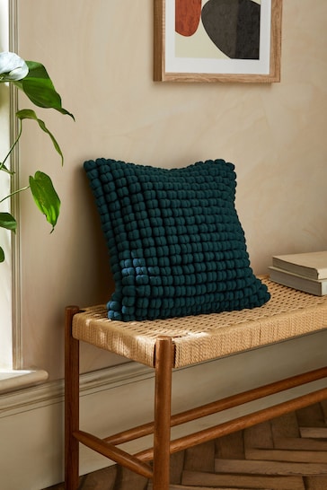 Teal Blue 43 x 43cm Global Bobble Cushion