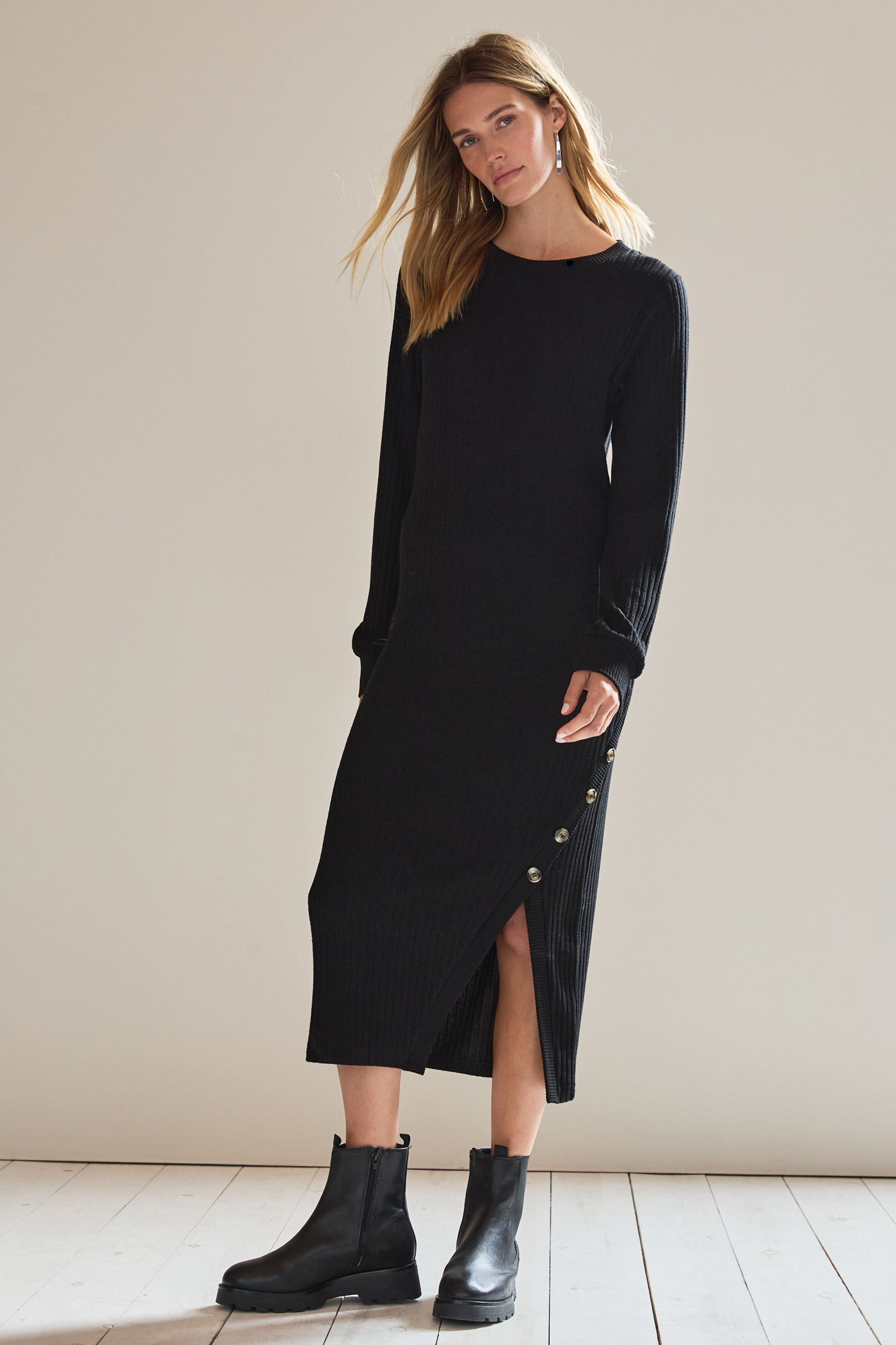 Button detail midi dress cheap