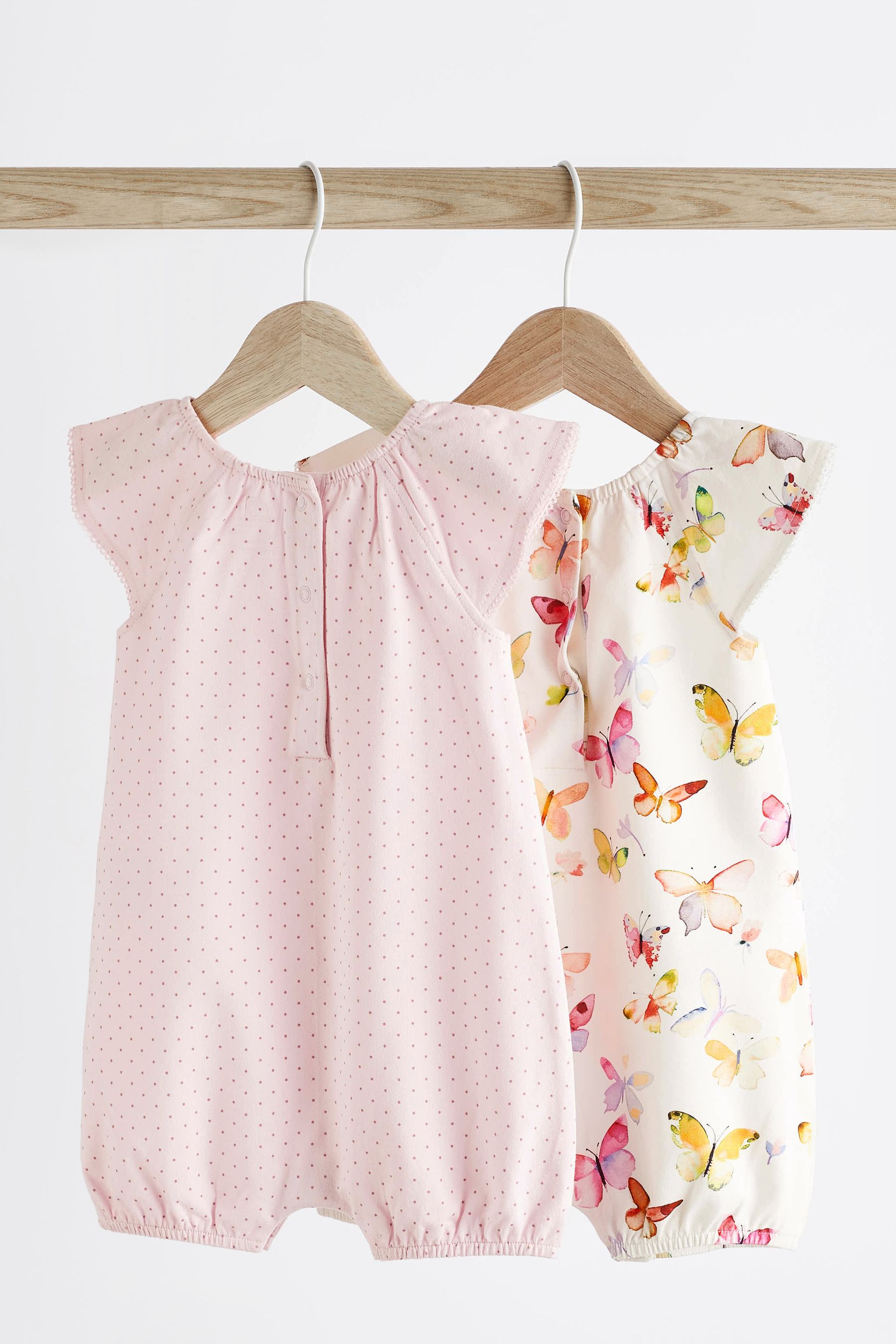 Buy Pink Butterfly Baby Rompers 2 Pack from Next Luxembourg