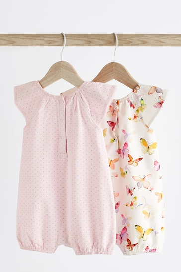Pink Butterfly Baby Rompers 2 Pack
