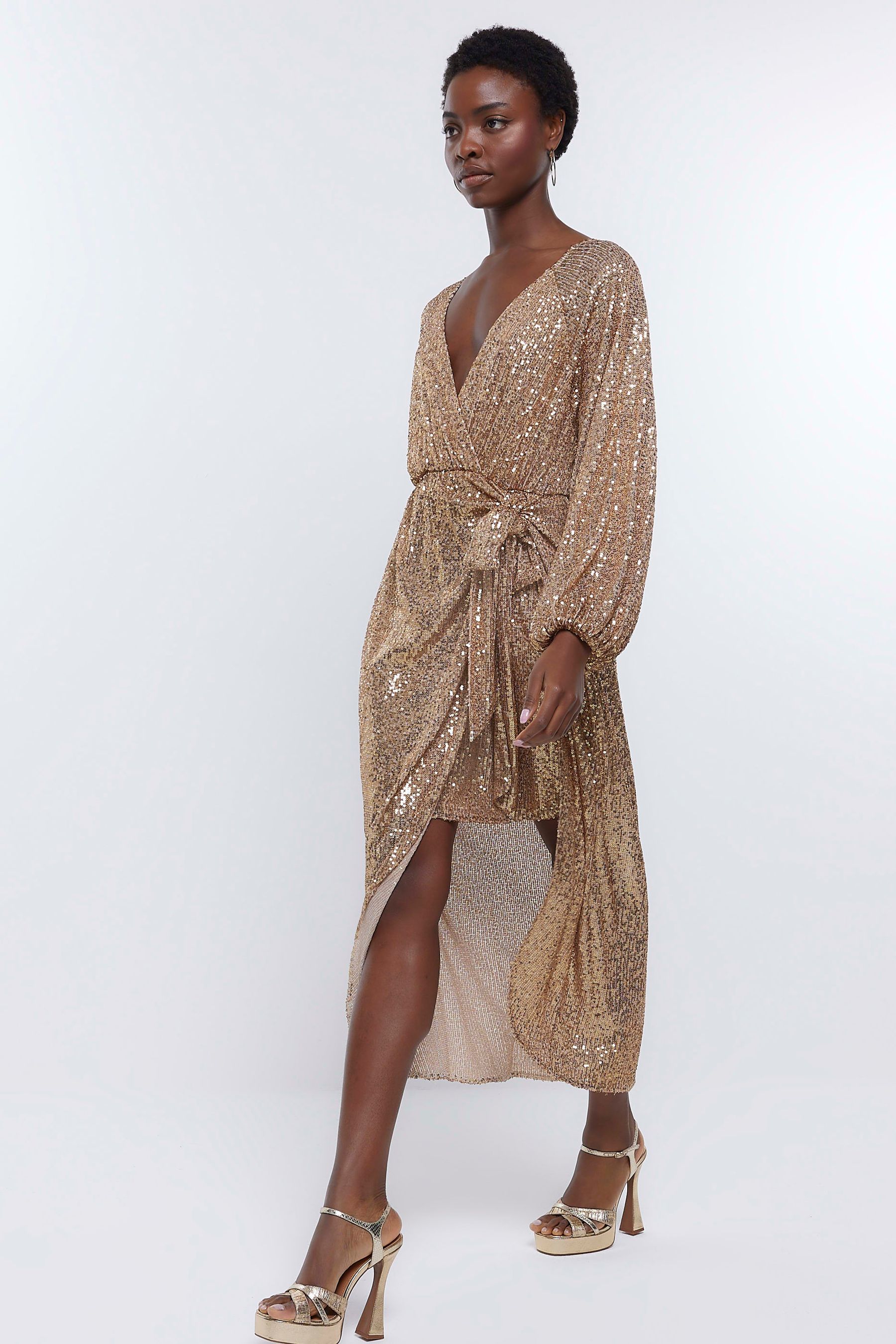 Gold sequin kimono dress hotsell