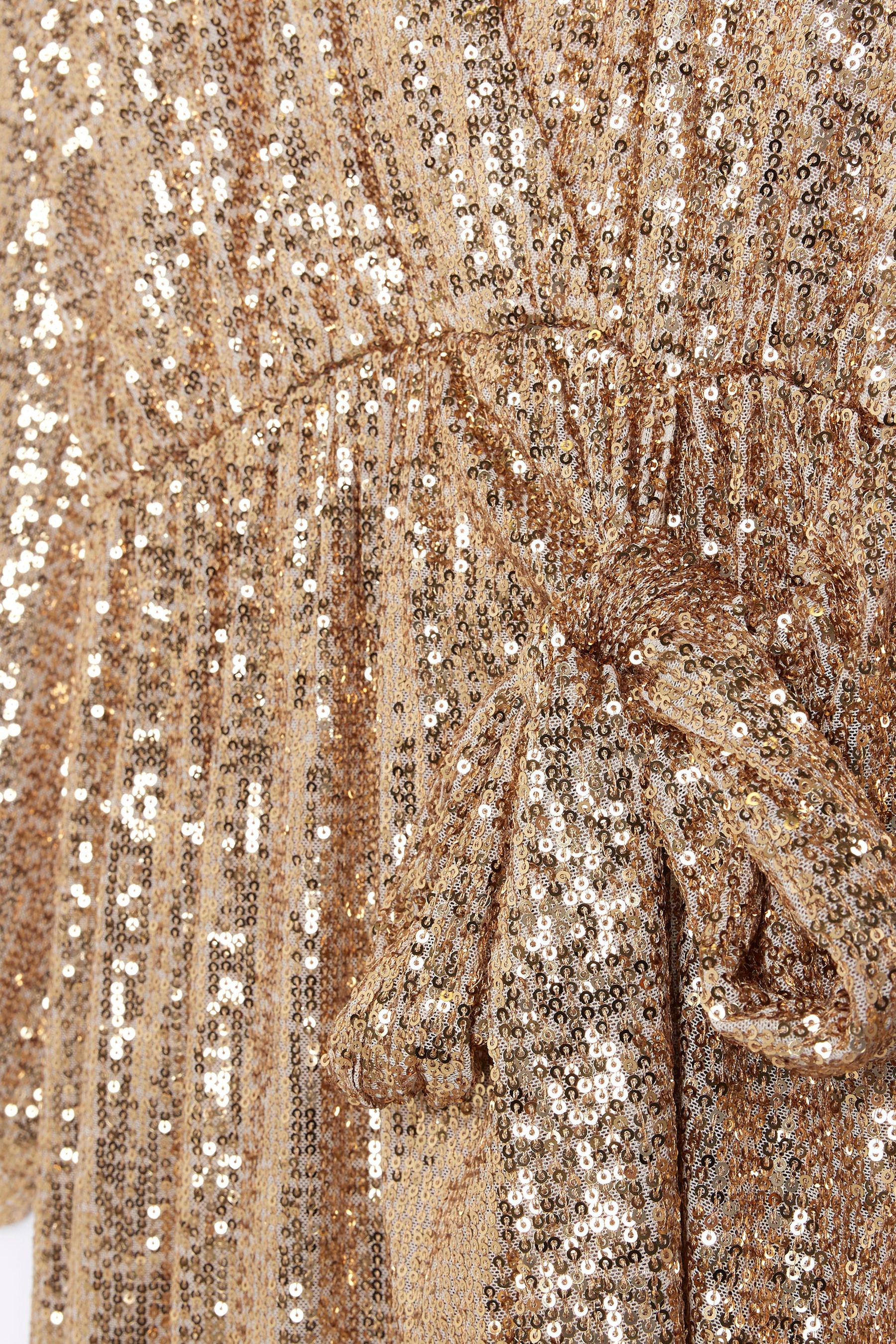 Buy River Island Gold Sequin Kimono wrap Midi Dress from Next Luxembourg