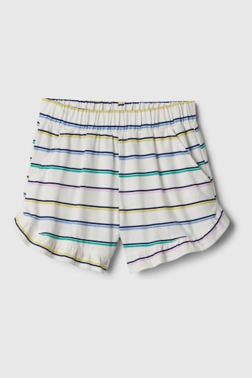 Gap White Stipe Pull On Ruffle Baby Shorts (3mths-5yrs)
