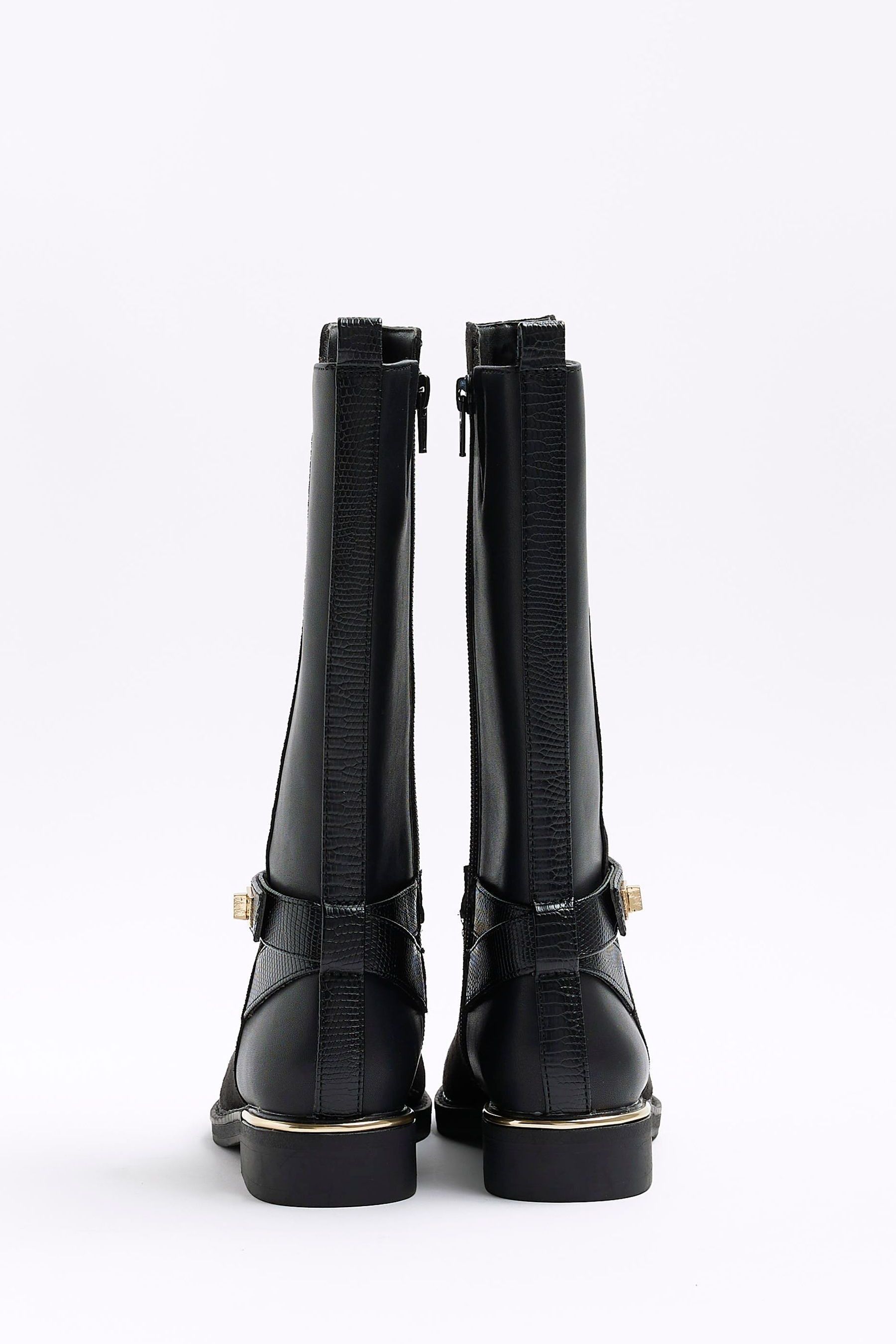 Buy River Island Black Girls Lock Riding Knee High Boots from the