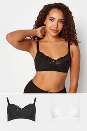 M&Co White & Black Non Wired Lace Trim Bras 2 Pack - Image 1 of 10